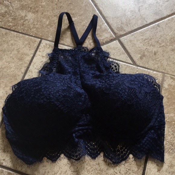 Victoria Secret’s Pink Navy Blue Crop Bralette Top - Picture 2 of 4